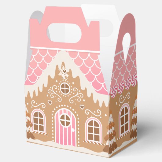 Pink Gingerbrood House Favor Box Bedankdoosjes (Geopend)
