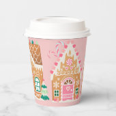 Pink Gingerbrood House Papieren Bekers (Links)
