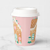 Pink Gingerbrood House Papieren Bekers (Rechts)