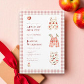Pink Gingham Apple Baby shower Kaart