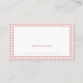 Pink Gingham Apple van Eye Beer Display Baby showe Informatiekaartje (Achterkant)