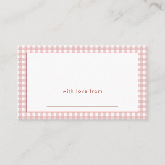 Pink Gingham Apple van Eye Beer Display Baby showe Informatiekaartje (Achterkant)