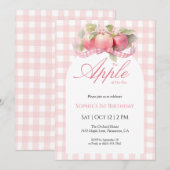 Pink Gingham Apple verjaardagsuitnodiging Bedankkaart (Voorkant / Achterkant)