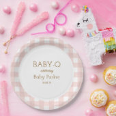 Pink Gingham Baby-Q Circular Plate 2 Papieren Bordje (Feest)