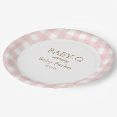 Pink Gingham Baby-Q Circular Plate 2 Papieren Bordje (Gekanteld)