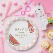 Pink Gingham Baby-Q Circular Plate Papieren Bordje (Feest)