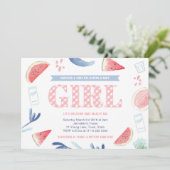 Pink Gingham Baby-q Couples Baby shower voor meisj Kaart (Staand voorkant)