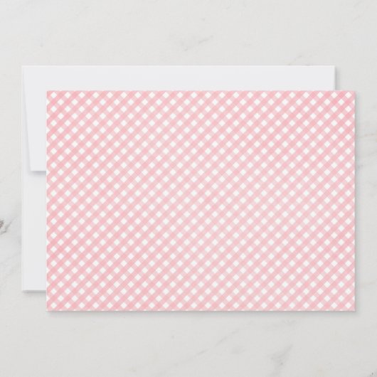 Pink Gingham Baby-q Couples Baby shower voor meisj Kaart (Achterkant)