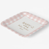 Pink Gingham Baby-Q Square Plate 2 Papieren Bordje (Gebogen)