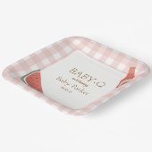 Pink Gingham Baby-Q Square Plate Papieren Bordje (Gebogen)