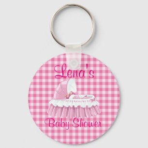 Pink Gingham  Baby RuffledBassinet Sleutelhanger