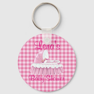 Pink Gingham Baby RuffledBassinet Sleutelhanger