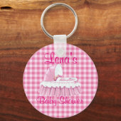 Pink Gingham  Baby RuffledBassinet Sleutelhanger (Voorkant)