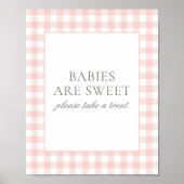 Pink Gingham Baby shower Baby's zijn Sweet Sign Poster (Voorkant)