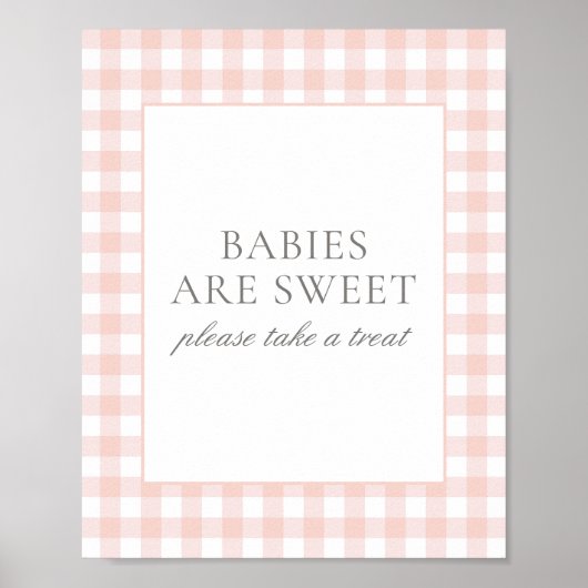 Pink Gingham Baby shower Baby's zijn Sweet Sign Poster (Voorkant)