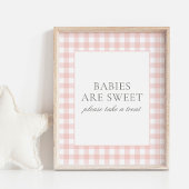Pink Gingham Baby shower Baby's zijn Sweet Sign Poster