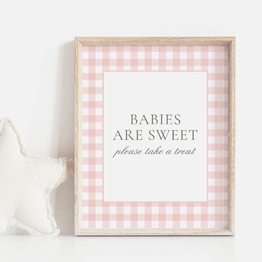 Pink Gingham Baby shower Baby's zijn Sweet Sign Poster