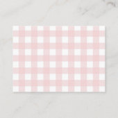 Pink Gingham Baby shower Boek Aanvraag Kaart (Achterkant)