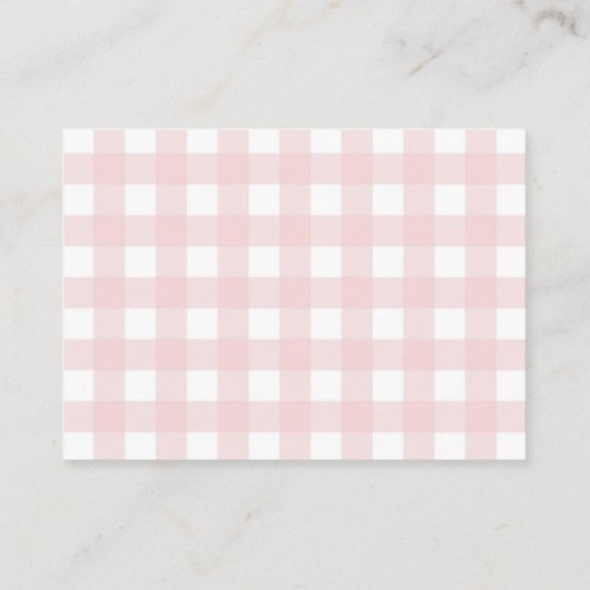 Pink Gingham Baby shower Boek Aanvraag Kaart (Achterkant)
