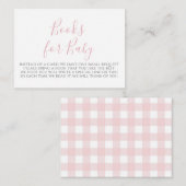 Pink Gingham Baby shower Boek Aanvraag Kaart (Voorkant / Achterkant)