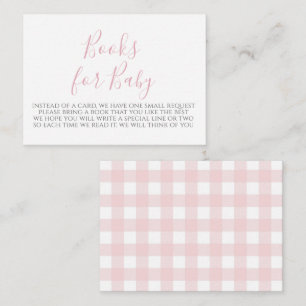 Pink Gingham Baby shower Boek Aanvraag Kaart