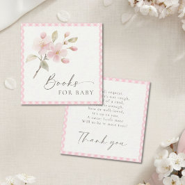 Pink Gingham Baby Shower Books For Baby Informatiekaartje