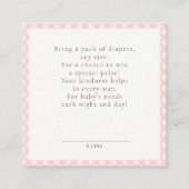 Pink Gingham Baby Shower Diaper Raffle Informatiekaartje (Achterkant)