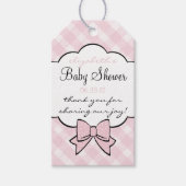 Pink Gingham Baby shower Gast Favor Dank u Cadeaulabel (Voorkant)