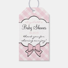 Pink Gingham Baby shower Gast Favor Dank u Cadeaulabel