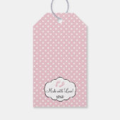 Pink Gingham Baby shower Gast Favor Dank u Cadeaulabel (Achterkant)