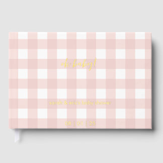 Pink Gingham Baby Shower Guest Book Gastenboek
