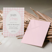 Pink Gingham Baby Shower Invitation Kaart