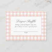 Pink Gingham Baby shower Luier Raffle Ticket Informatiekaartje (Voorkant)
