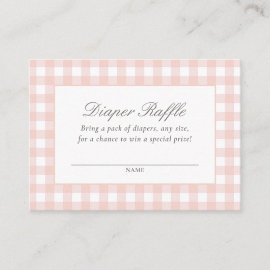 Pink Gingham Baby shower Luier Raffle Ticket Informatiekaartje (Voorkant)