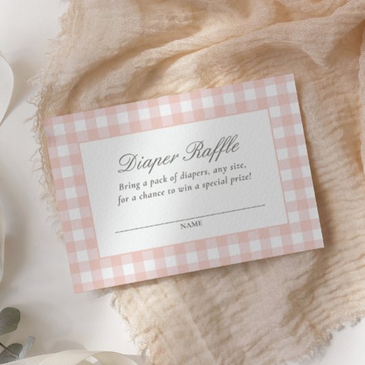 Pink Gingham Baby shower Luier Raffle Ticket Informatiekaartje