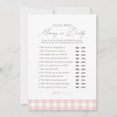 Pink Gingham Baby shower Raad wie mama of papa Kaart (Voorkant)