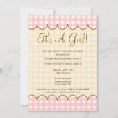 Pink Gingham Baby shower Uitnodiging (Achterkant)