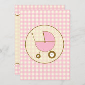 Pink Gingham Baby shower Uitnodiging (Voorkant / Achterkant)