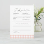 Pink Gingham Baby shower voorspellingen en advies Kaart (Staand voorkant)