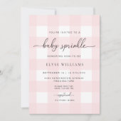 Pink Gingham Baby Sprinkle Kaart (Voorkant)