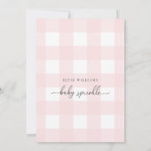Pink Gingham Baby Sprinkle Kaart (Achterkant)