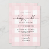 Pink Gingham Baby Sprinkle Kaart (Voorkant / Achterkant)