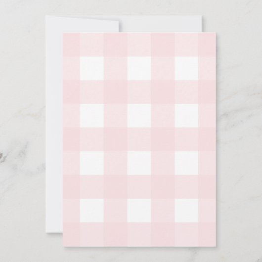 Pink Gingham Baptism Invitation Kaart (Achterkant)