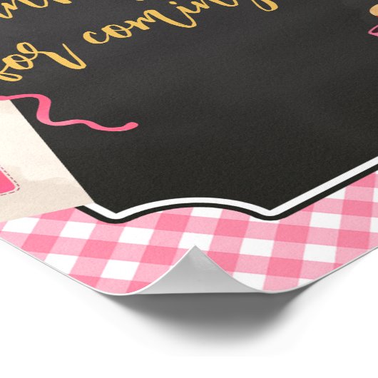 Pink Gingham BBQ Baby shower Bedankt voor uw komst Poster (Hoek)
