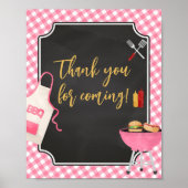 Pink Gingham BBQ Baby shower Bedankt voor uw komst Poster (Voorkant)