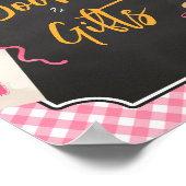 Pink Gingham BBQ Baby shower boeken en geschenken Poster (Hoek)