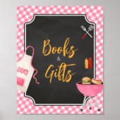 Pink Gingham BBQ Baby shower boeken en geschenken Poster (Voorkant)
