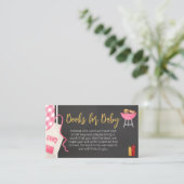 Pink Gingham BBQ Baby shower boeken voor Baby Informatiekaartje (Staand voorkant)