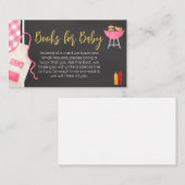Pink Gingham BBQ Baby shower boeken voor Baby Informatiekaartje (Voorkant / Achterkant)