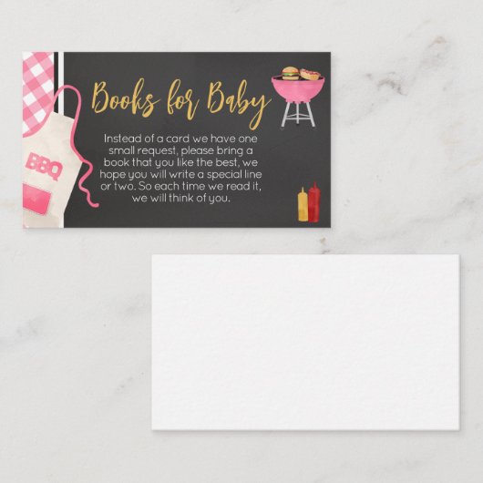 Pink Gingham BBQ Baby shower boeken voor Baby Informatiekaartje (Voorkant / Achterkant)